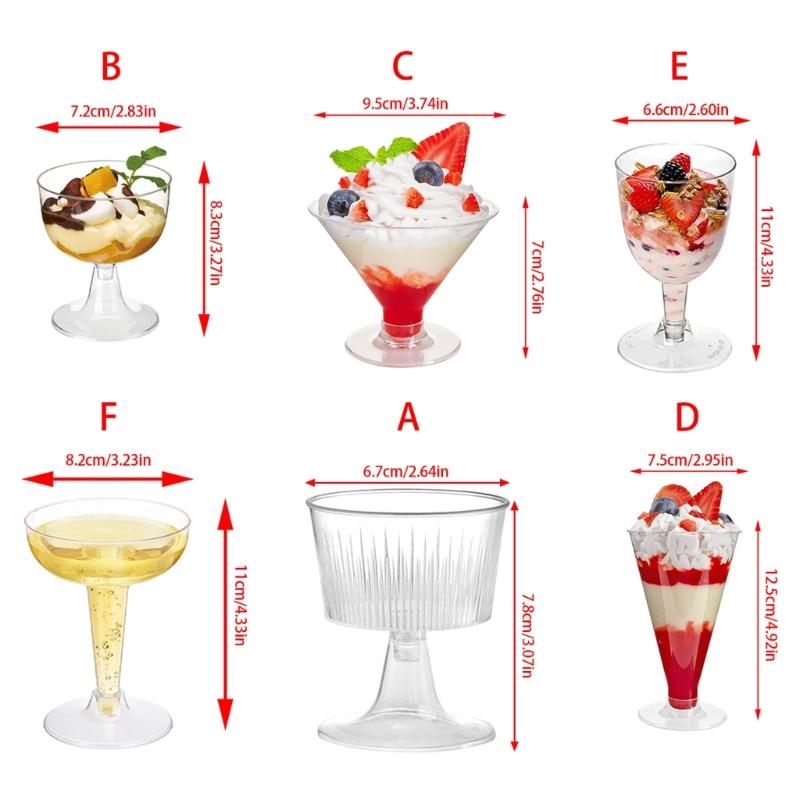 10pack Elegant Plastic Dessert Cups for Ice Cream Mousses and Yogurt Great for Birthday Celebration