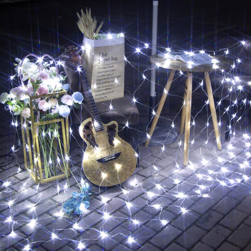 Solar LED Net Lights: Waterproof Outdoor Decorative String Lights for Festivals and Parks Steady Plug белый