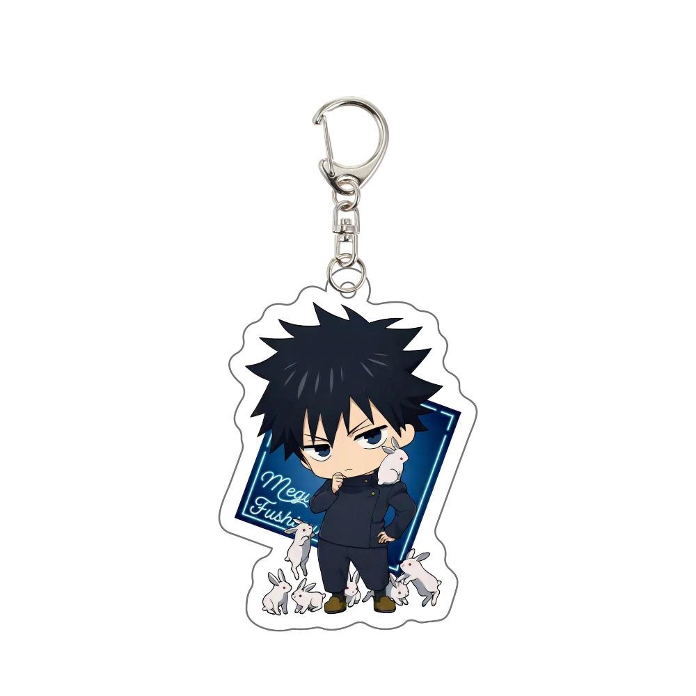 Anime Jujutsu Kaisen Acrylic Keychain Q Version Thinking Pose Itadori Yuji Gojo Satoru Keyring Bag Charm Peripheral Jewelry Gift