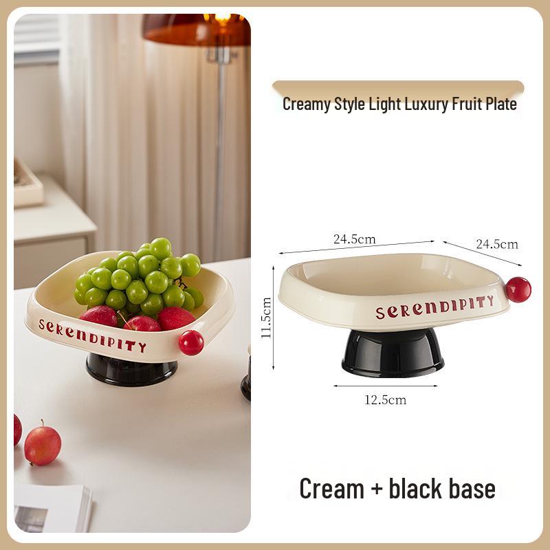 Dopamine Cream Fruit Plate: Stylish Home Coffee Table Display for Snacks and Candy.