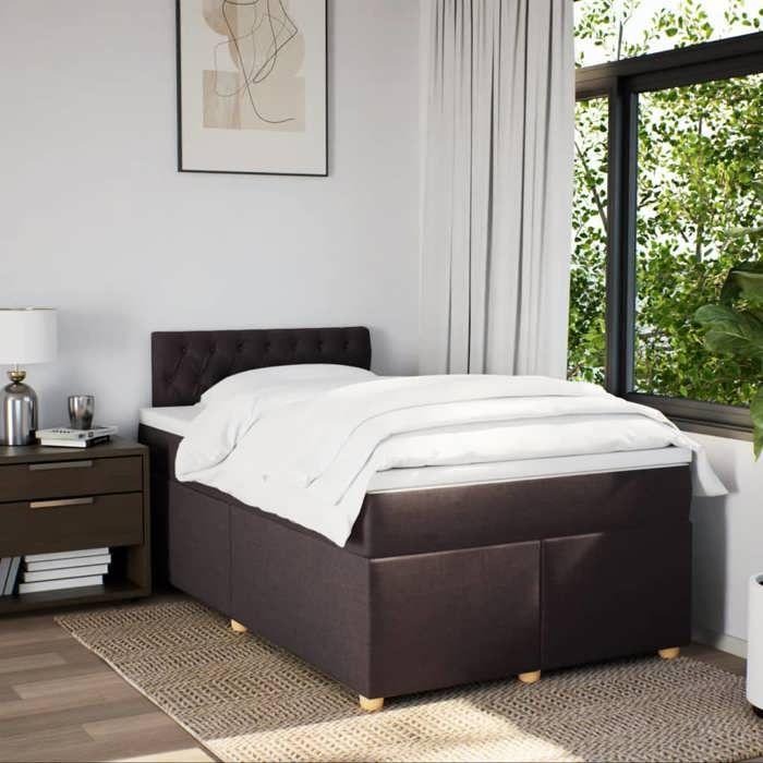 Maison Exclusive - Sommier à lattes de lit et matelas marron foncé 120x190cm tissu