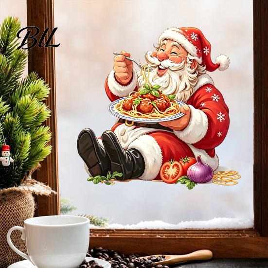 Easy to Apply Wall Murals Santa Claus Sticker, Waterproof PVC Decal, Removable Decorative Window Film Festive Art for Glass Windows And Doors