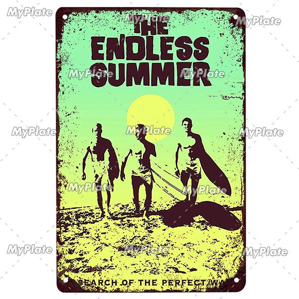 Surf Shop Vintage Metal Signs Decor Rust Tin Sign Wall Art Stickers Hawaii Poster for Bar Pub and Club Room Wall Art Decoration