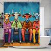 Colorful Cow Bathroom Decor Shower Curtain Set for Home Decoration Featuring a Group of Stylish Bovine Friends In Fashionable Ou