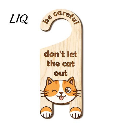 Cat Cafe Decorative Hanger Warning Door Handle Sign, Wooden Cartoon Hanging Reminder, Pet Universal Sign Safety Knob Hanger, for Bedroom And Entryway