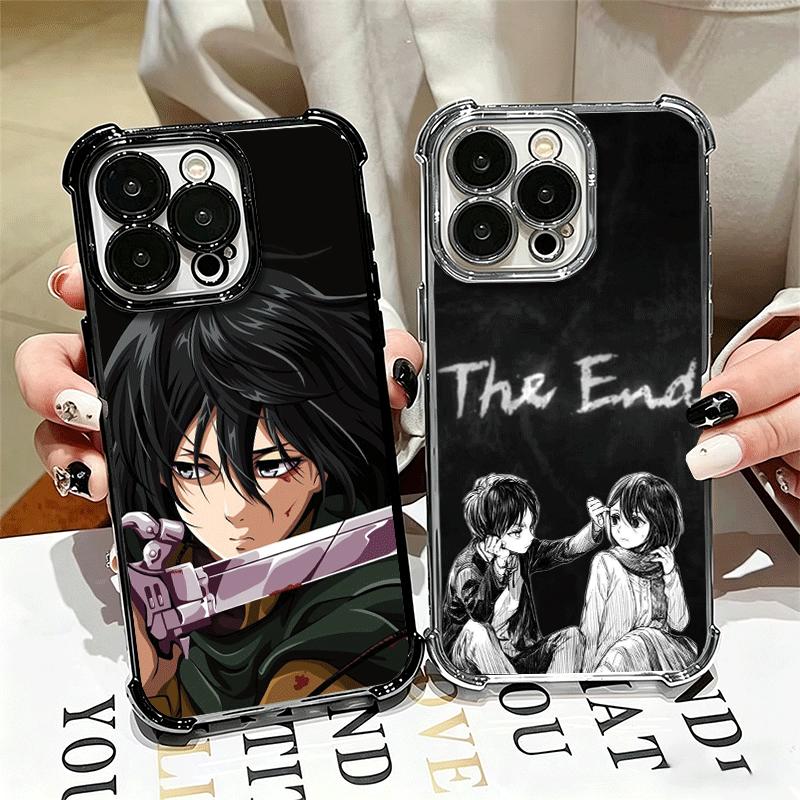 A-Attack On T-Titan Mikasa Plating Phone Case For Iphone 16 17 Pro Max Air 16E 14 15 Plus 12 13 Mini Anti-Fall Airabag Cover