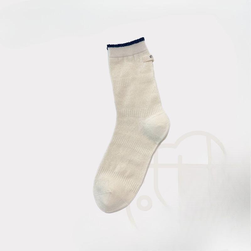 

Ballet-style White Bow Tie Pile Socks for Children, Long Socks, Trendy Combed Cotton, Summer Lightweight Mid-calf Length 1 pair