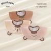 Multicolor Cartoon Bear Baby Bib - Double Snap, Adjustable, Waterproof Cotton Bib for Kids.