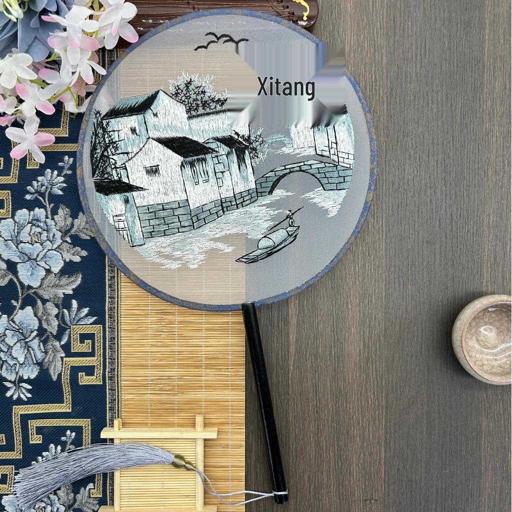 Ancient Style Single-Sided Suzhou Embroidery Dance Fan