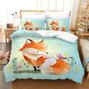 Kids Cartoon Fox Duvet Cover Microfiber Bedding Set Lovely Animal Theme Comforter Cover King For Kids Adults Girls Bedroom Decor