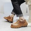Men Leather Platform Oxfords Slip On Thick Tottom Male Derby Casual  Shoes Lace-Up Brand Dress Shoes Fashion Male Club Shoes
