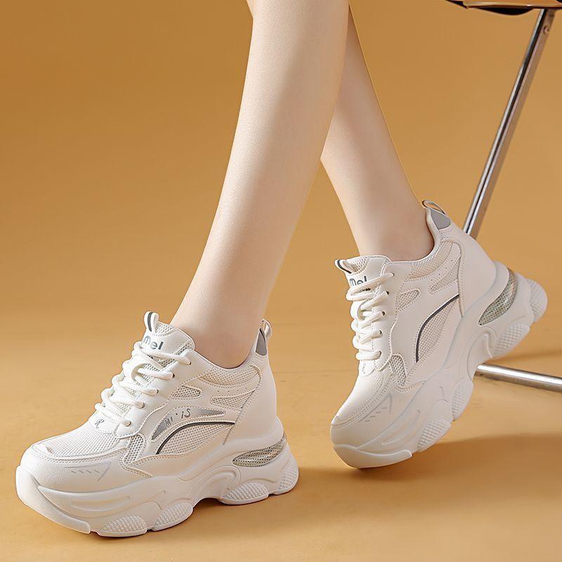 Inner heightening dad shoes show small casual feet 22 summer thin thick-soled sports mesh breathable