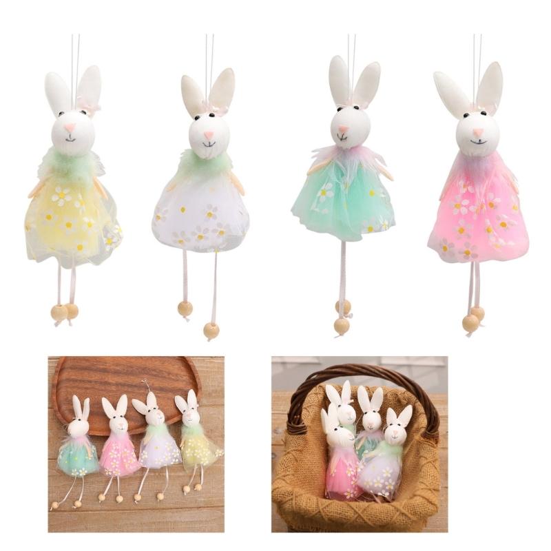 Colorful Holiday Rabbit Statue in Gauze Skirts for Indoor and Outdoor Holiday Decoration