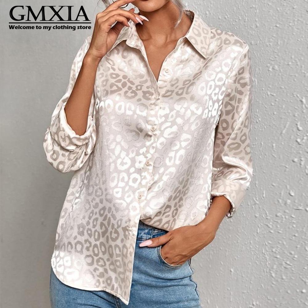 GMXIA Women's Fashion Casual Leisure Long Sleeve POLO Neck Blouses & Shirts