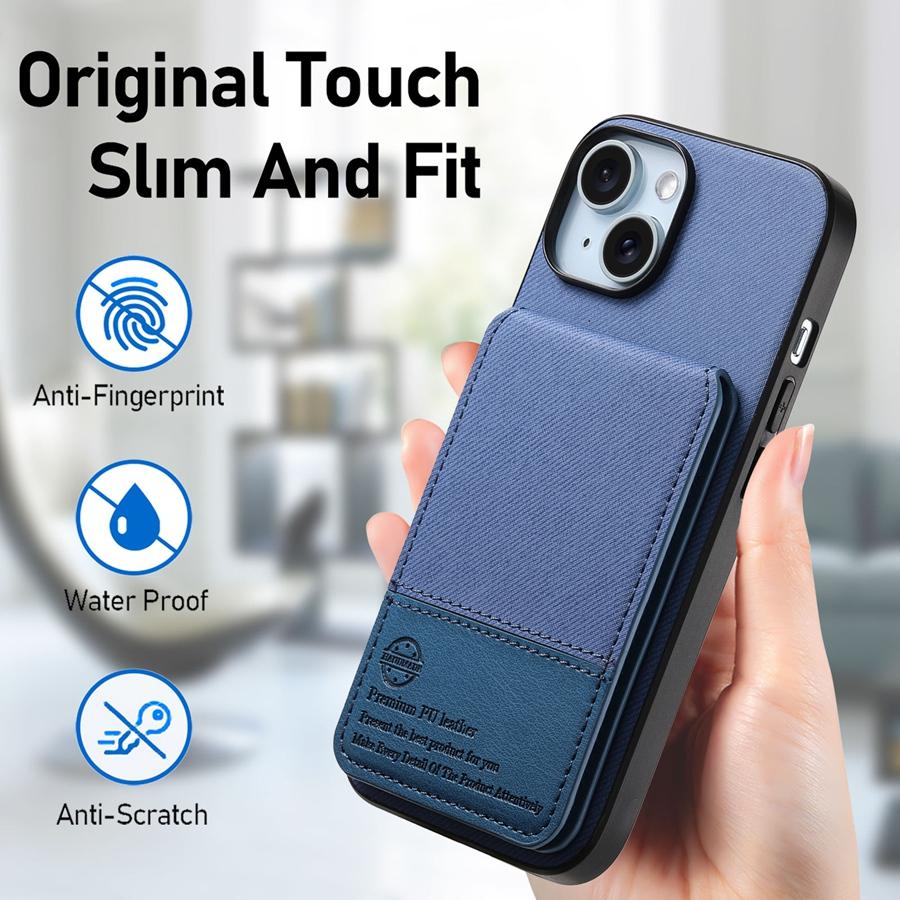 Premium Vertical Flip Phone Case with RFID Blocking for iPhone 16 Pro Max 16e 15 14 Plus 13 Pro 12 11 Built-in Kickstand & Card Slots Wallet Case