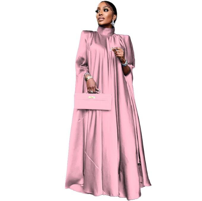 2023 Damen Stehkragen Weites Satin Swingkleid - Europäischer, Amerikanischer und Südostasiatischer Stil