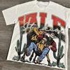 T-shirt Oversize Streetwear Retrò Americana con Stampa Scura e Effetto Usurato