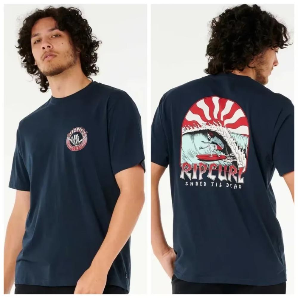 New Ripcurl Letter Print Men's T-shirt Short-sleeved Summer Outdoor Sports Surfing Short-sleeved Fitness Short-sleeved T-shirt