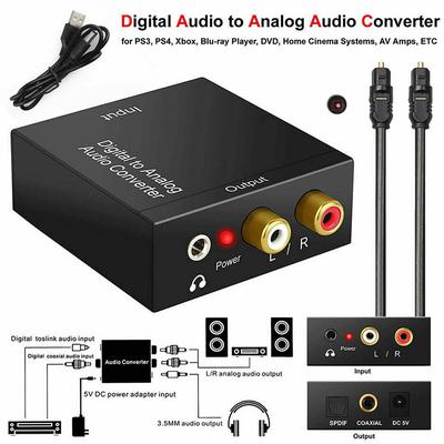 Conversor digital óptico coaxial para canal esquerdo e direito adaptador preto