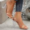 2025Summer Women Crystal Chunky Heel Transparent Sandals Fashion Sexy  High Heels Jelly Sandalias Female Pumps