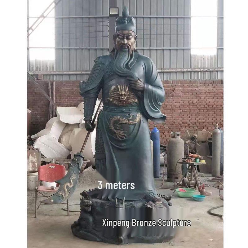 Large Bronze Guan Gong Statue - Pure Copper Guan Yu, Martial Wealth God