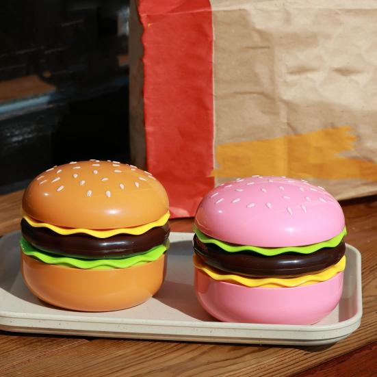 Air Cooler Novelty Hamburger Mini Fan with Makeup Mirror Foldable Design 3-Speed Wind Adjustment USB Rechargeable Cooling Fan