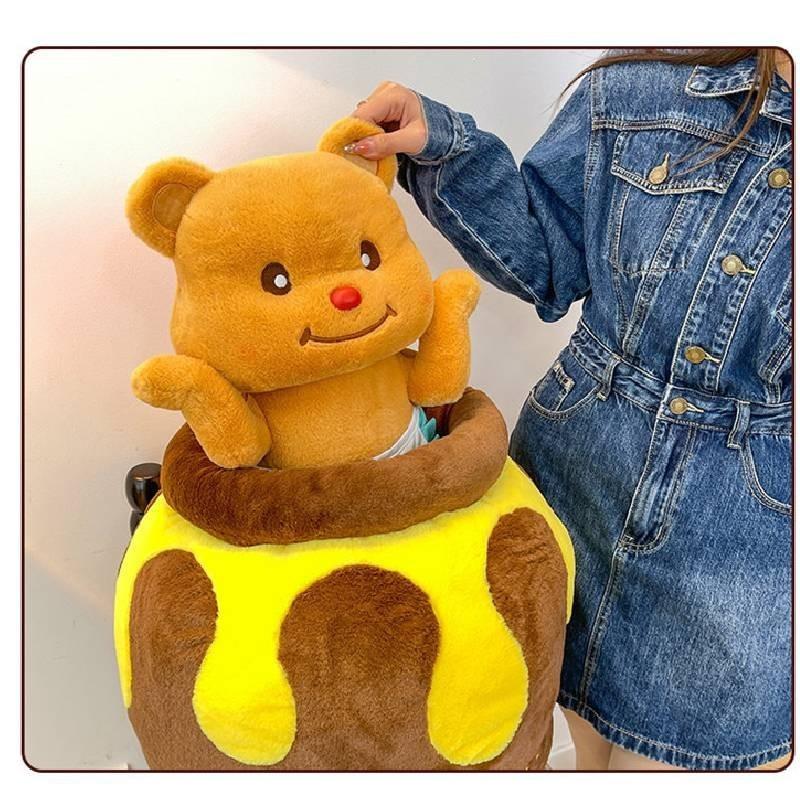 Cute Honey Bear Plush Toy Stuffed Animal Creative Gift For Couples And Kids 33cm