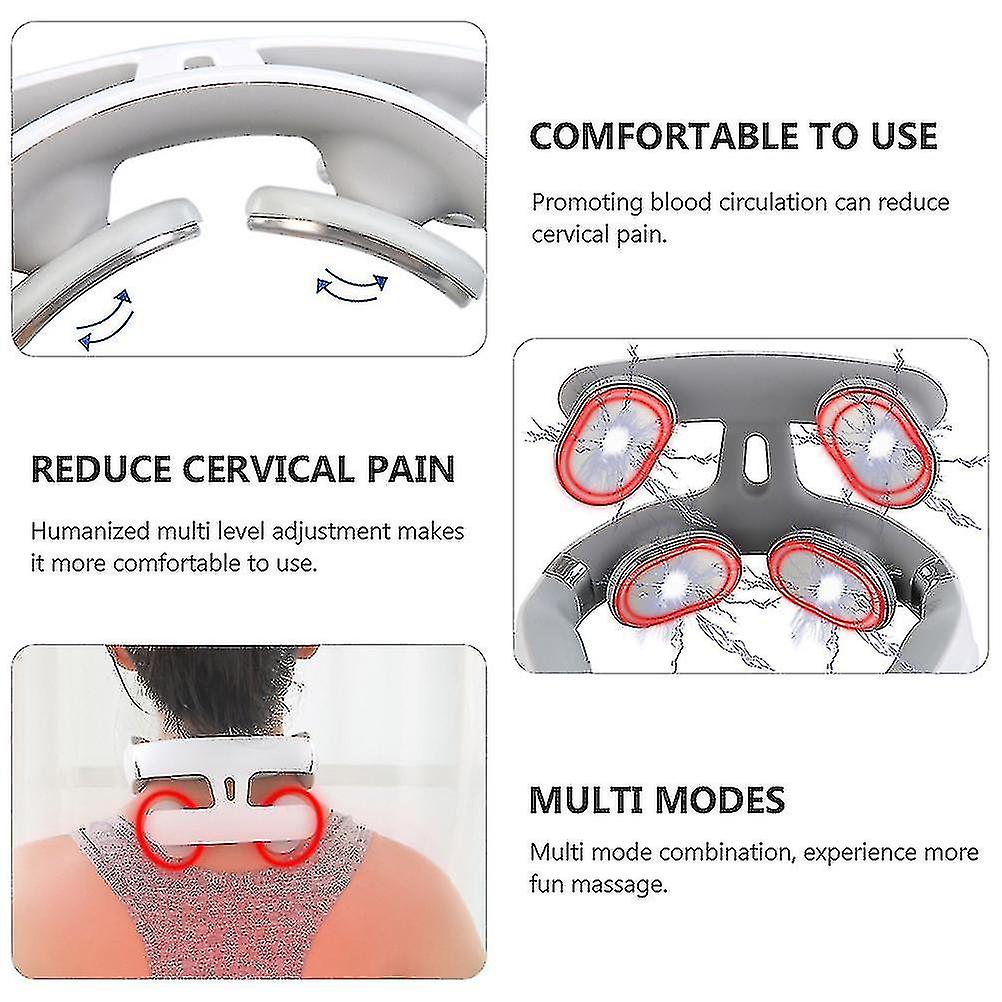 Electric Neck Massager With Heat 6 Modes USB Charging Constant Temperature For Muscle Relax Neck Pain Relief