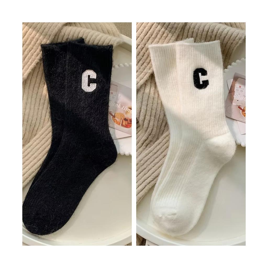 Luxusní Dámské Vlněné Ponožky Teplé Zimní Husté Kašmír Neformální Japonská Móda Jednobarevné Pohodlné Domácí Ponožky Dlouhé Vysoká kvalita