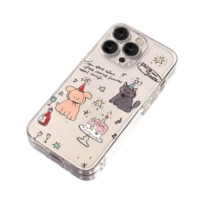 Applicable To iPhone11plus Mobile Phone Case New Simple 11 Transparent Soft Case Ins Apple 11/11 Animal Party