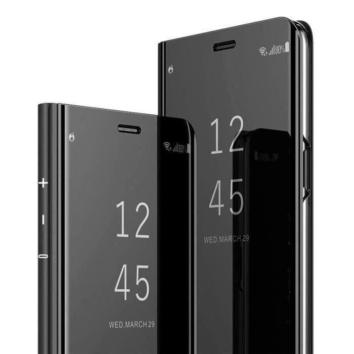 Flip Case Cover - ISSTARS - Galaxy A41 - Mirror Effect - Black - Semi-rigid
