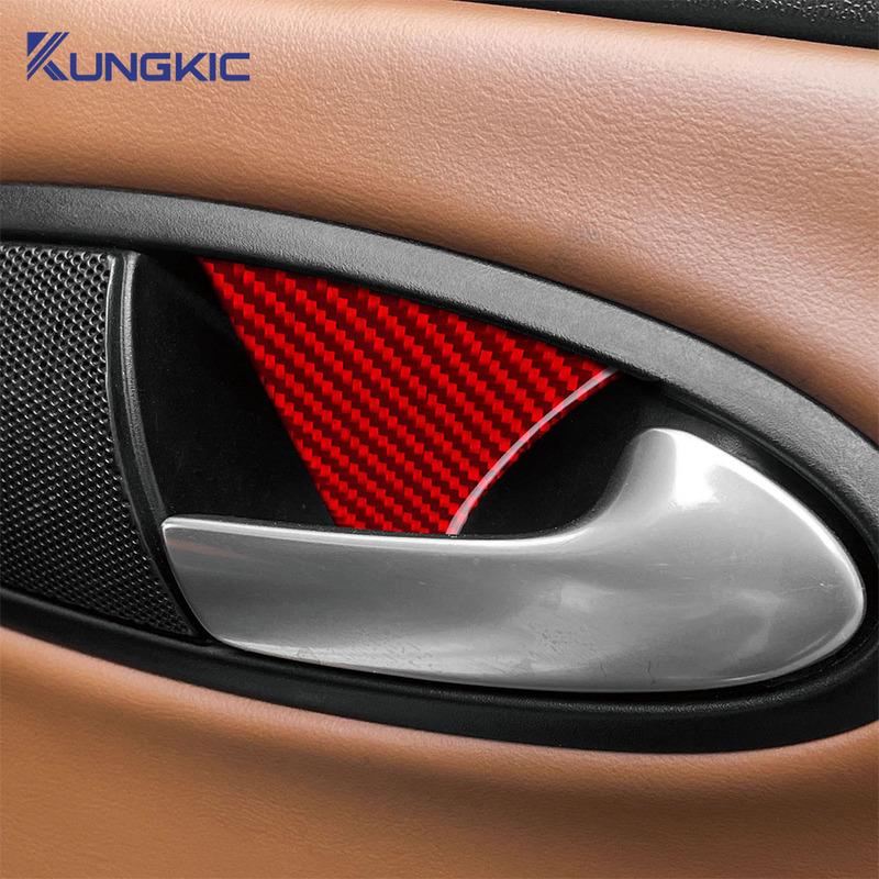 Real Soft Carbon Fiber For Seat Leon MK2 1P Altea 2005 2006 2007 2008 2009 2010 2011 2012 Car Inner Door Bowl Panel Sticker