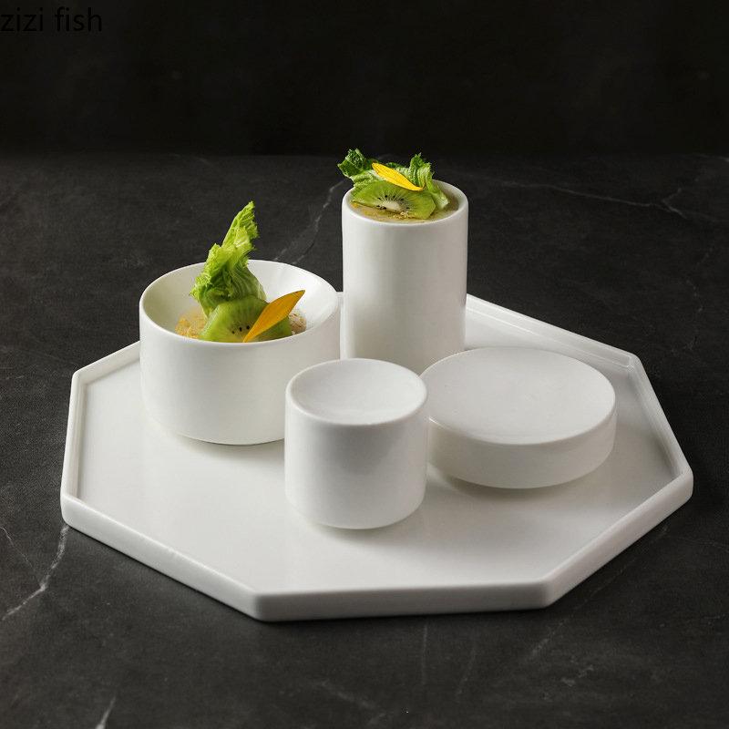 

Ceramic Dinner Plate Creative Cylindrical Dessert Plate Snack Plate Sushi Plates Pastry Plates Household Solid Color Tableware