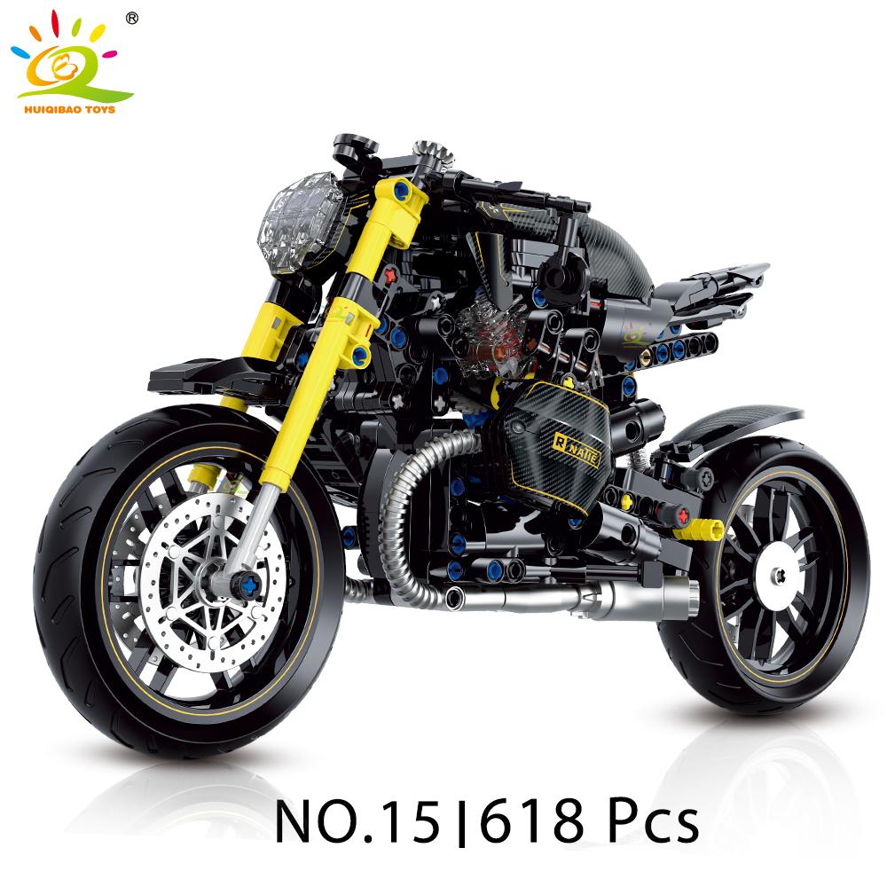 1:8 Blocuri de Construcție Motociclete Clasice Model High-tech Racer Moto Oraș Cărămizi Jucărie pentru Copil Băiat Copii Adult Set Mașină MOC