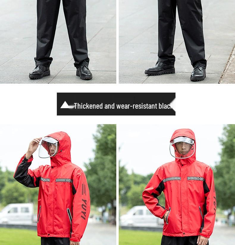 Men's and Women's Reflective Waterproof Raincoat and Pants Set for Riding and Takeaway