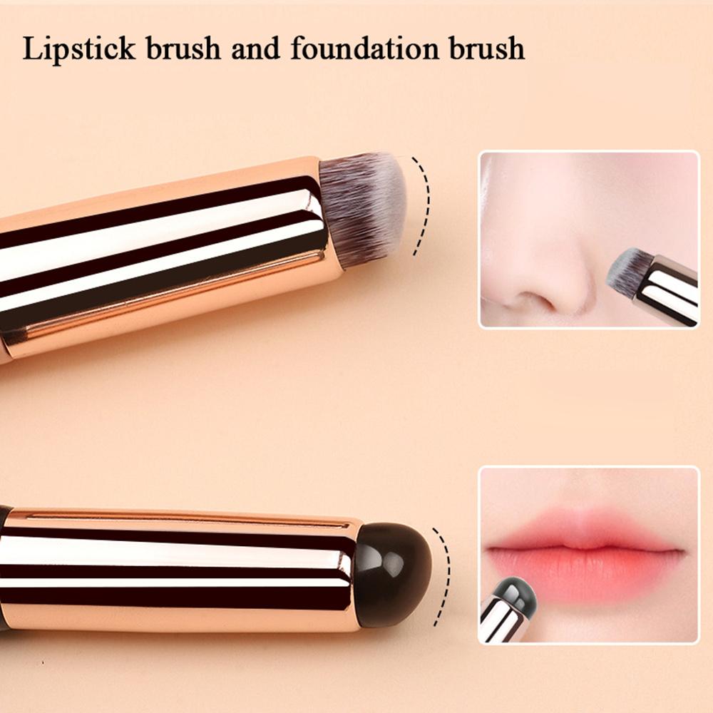 New Silicone Lip Brush Portable Concealer Foundation Brush Double Head Smudge 2-in-1 Q Soft with Cap Round Head Makeup Brush Hot
