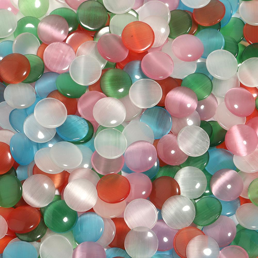 10-30pcs Cat Eye Cabochon Beads Natural Stone Beads Round Flat Back Spacer Stone Beads For Jewelry Making DIY Bracelet Necklace