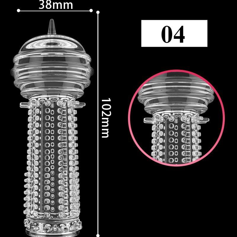 1PCS Transparent Penis Covers Extender Men's Crystal Wolf Tooth Condoms Finger Cock Ring Adult  Sex Toys For Male Longer Lasting