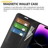 For iPhone 15 Pro Max Wallet Case Litchi Texture Shockproof Leather Flip Stand Phone Cover