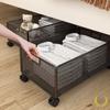 Flat Large Underbed Storage Box with Wheels - Drawer-Type Organizer for Clothes