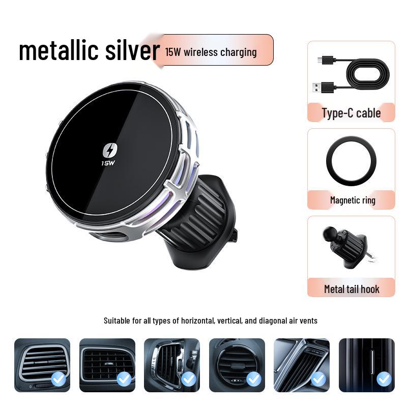 Universal 25W Magnetic Wireless Car Charger with Cooling & Heat Dissipation for Navigation and Phone Holder