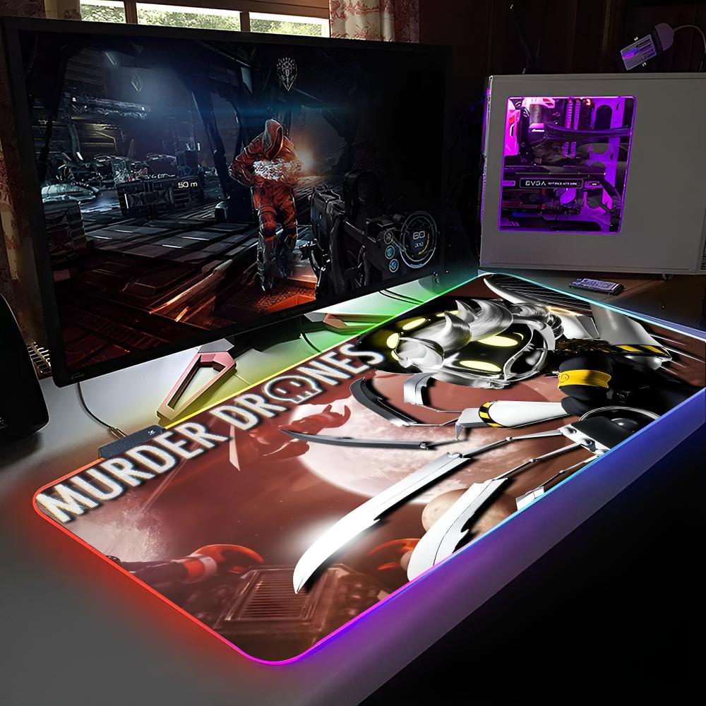 Game M-Murder Drones Mouse Pad RGB Backlit Mouse Pad Laptop Mouse Pad Laptop Gamer Computer Desk Gaming Accessories