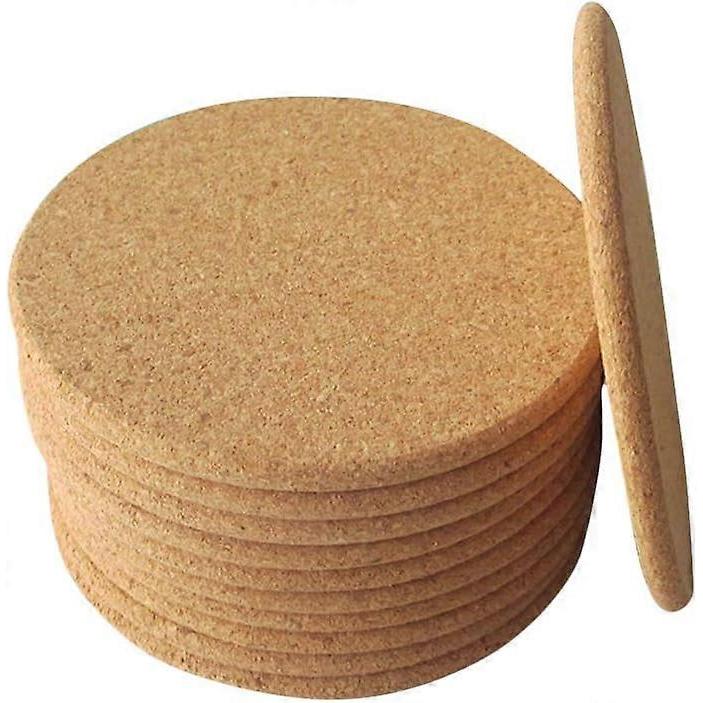 Coasters, Pack of 10 Round Waterproof and Non-Slip Cork for Water Absorption and Thermal Insulation