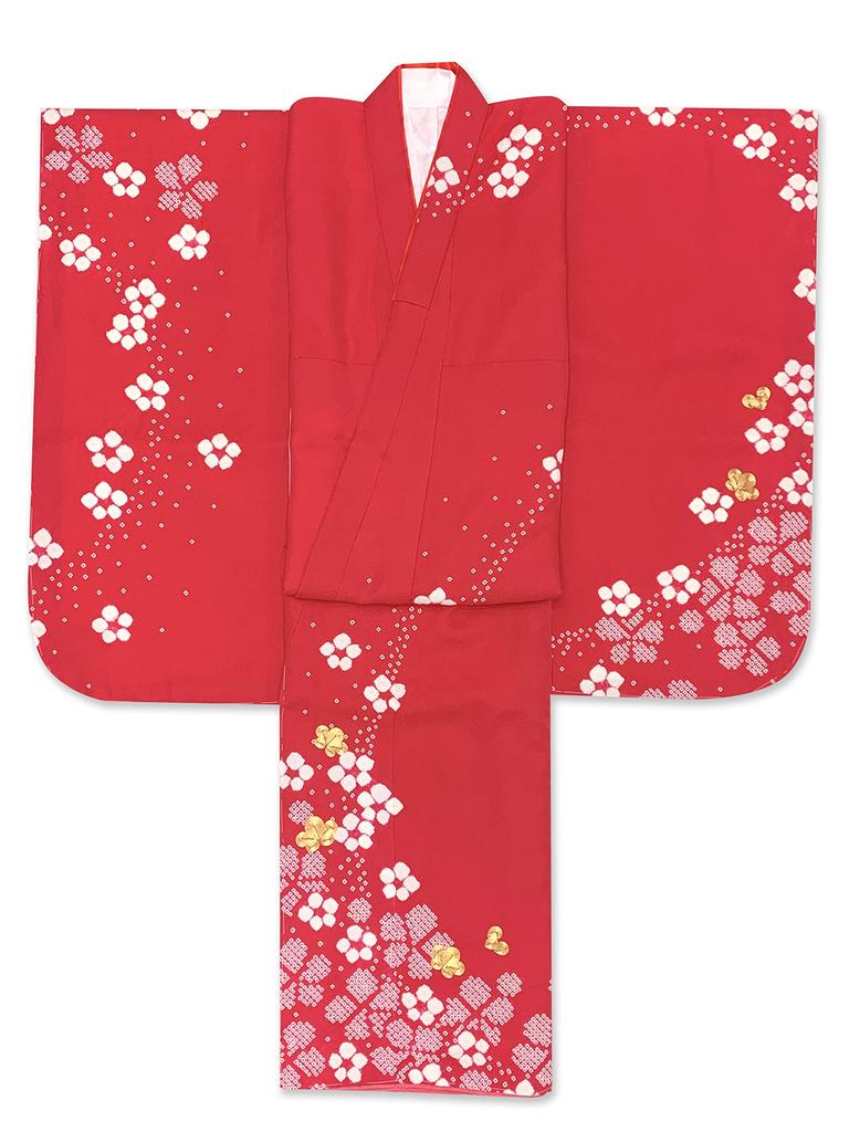 7 Years Girl In Pure Genuine Shibori Gold Piece Picture Kimono HYS218 [Muromachi-st.] Shichi-Go-San Kimono, Old, (Made Japan, Silk), Pattern,