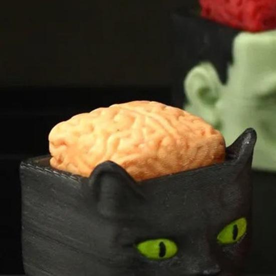 1/5Pcs Halloween Cube Head Figurine Spooky Mini Skull Pumpkin Zombie Black Cat Head Resin Statue Toy Home Office Desktop Decoration Ornament