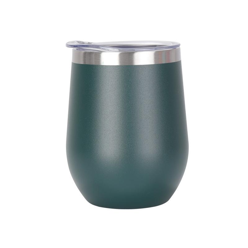 Custom 12oz Stainless Steel Double Layer Eggshell Insulated Vacuum Thermos Coffee Cup Outdoor Mini Egg Shaped Cup Mug with Lid