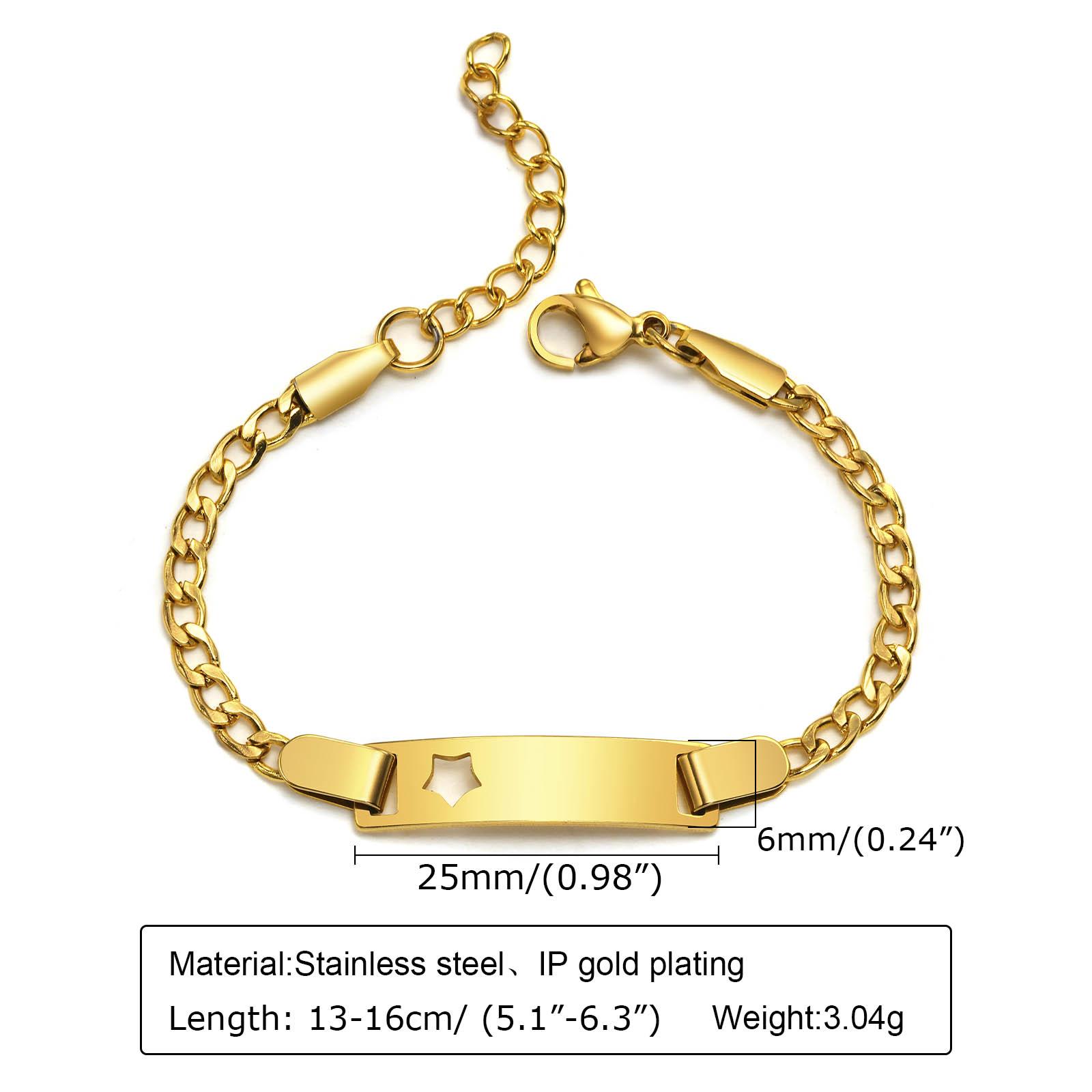 

Free Engraving Name Bracelet for Little Boy Girl , Stainless Steel Chain Link, Personalized Birthday Gift