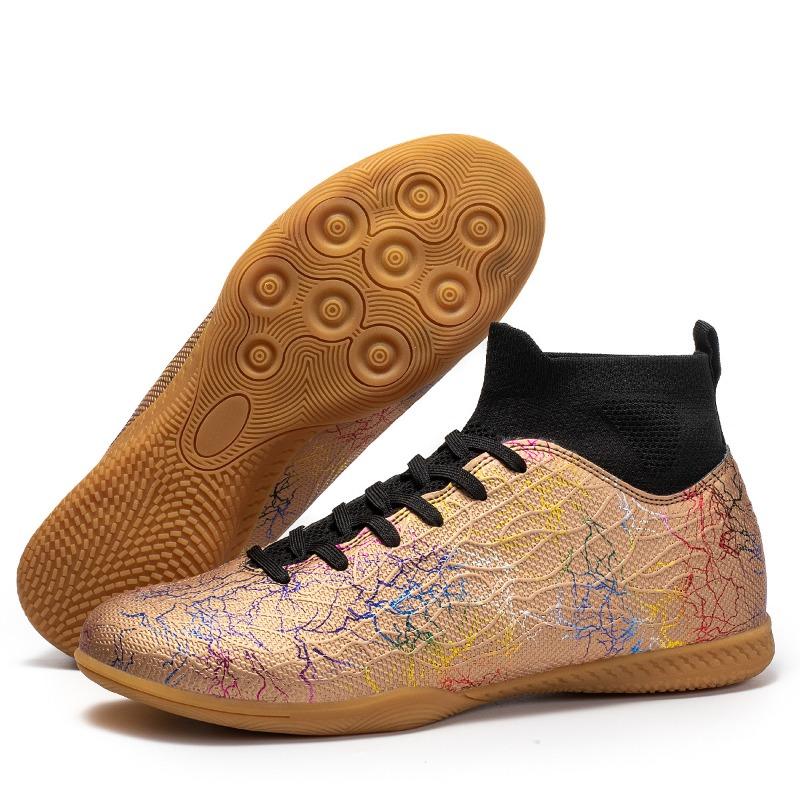 

Spring new football shoes high-top flat-bottom gold camouflage professional sneakers broken nails non-slip adult football shoes 45