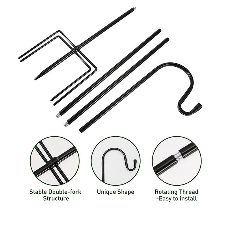 Rust-Proof Outdoor Shepherd Hook: Detachable Iron Craft for Yard and Garden