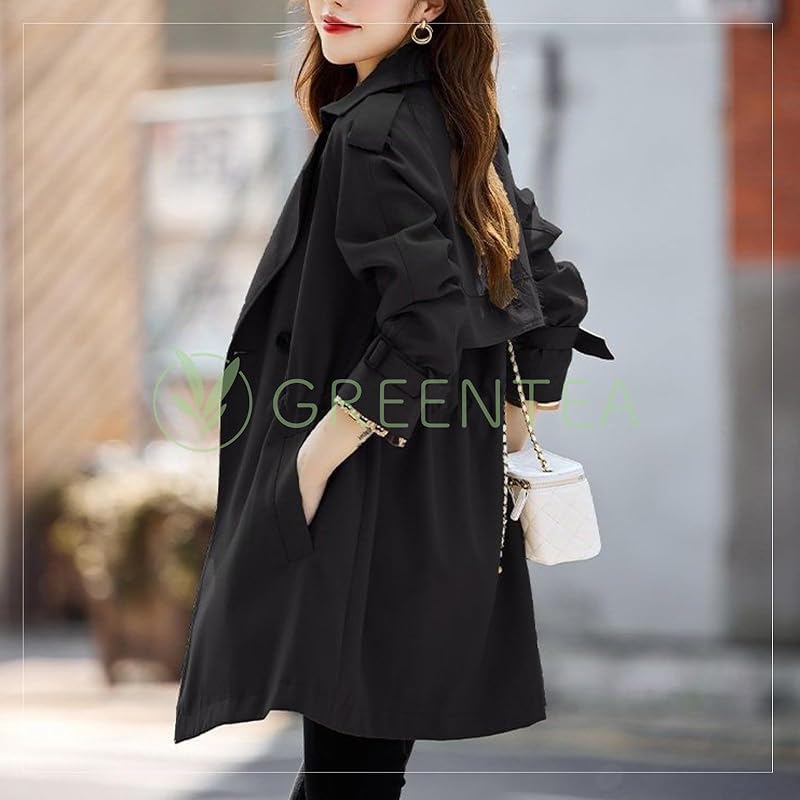 [Green tea] outer ladies spring jacket trench coat tailored jacket khaki M